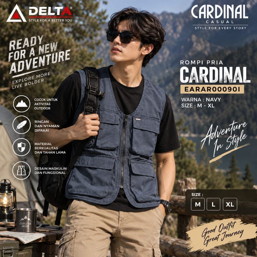 PROMO CARDINAL Jaket Vest Rompi Pria Casual || Rompi Parasut CARDINAL || CAR 074
