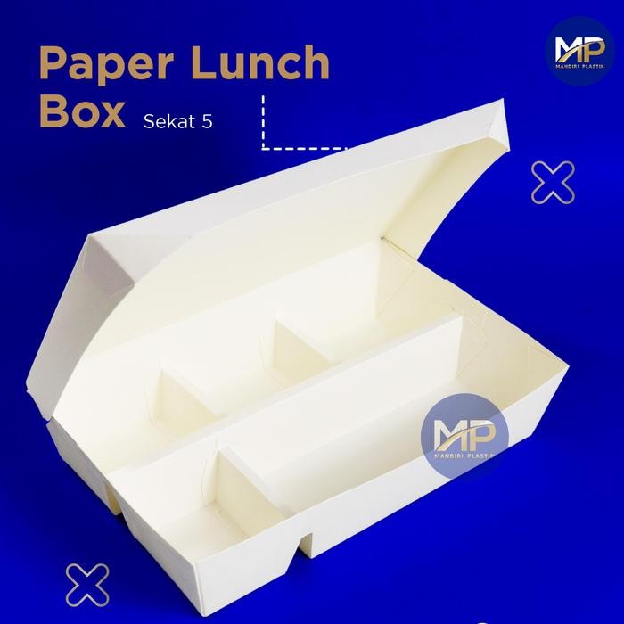 [TERLARIS] Paper Lunch Box Sekat 5 / Kotak Makan Kertas Sekat 5 -50pcs - 50pcs[TERLARIS ]