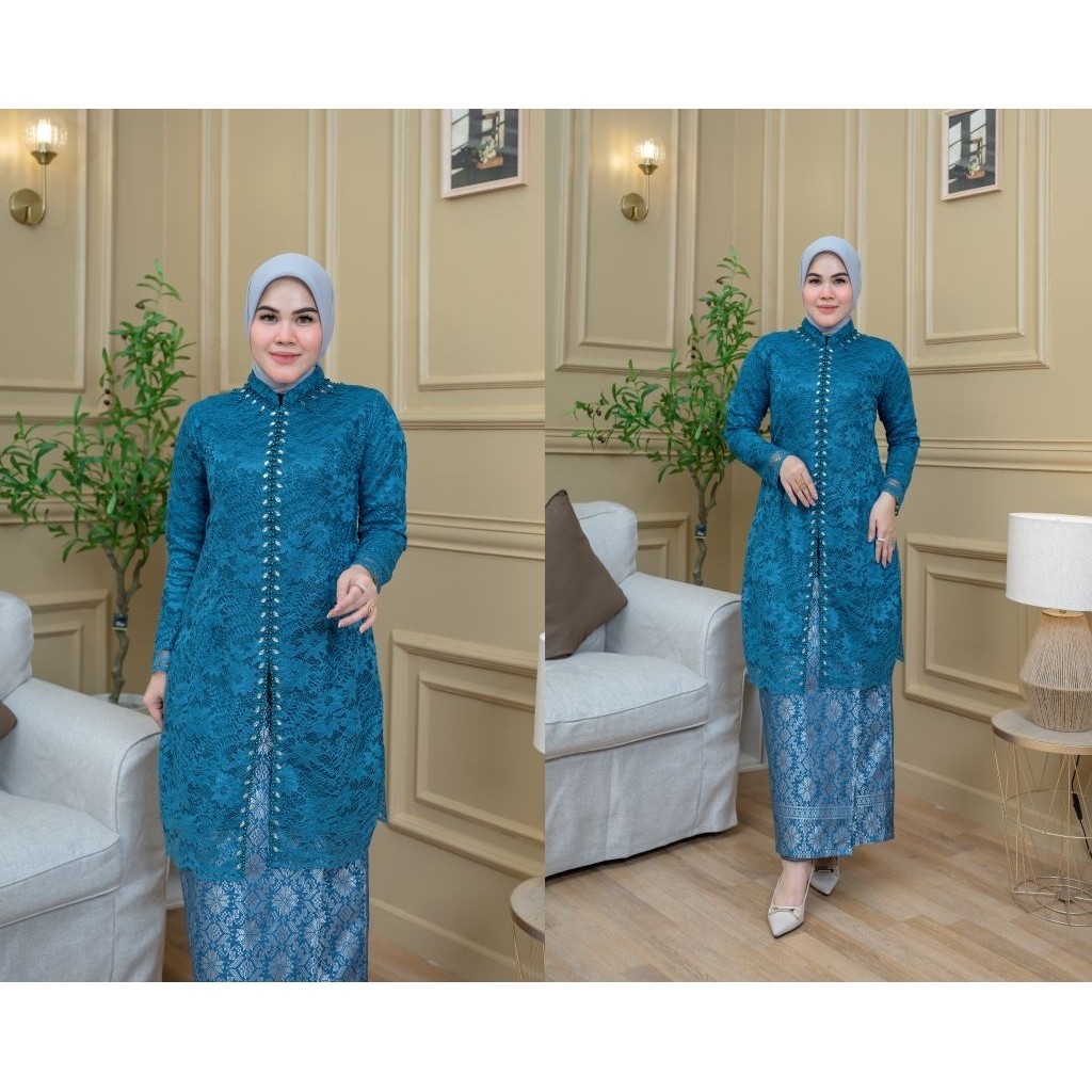 LEMUSHOP AZALIA KEBAYA gamis pesta setelan kebaya kombinasi rok songket