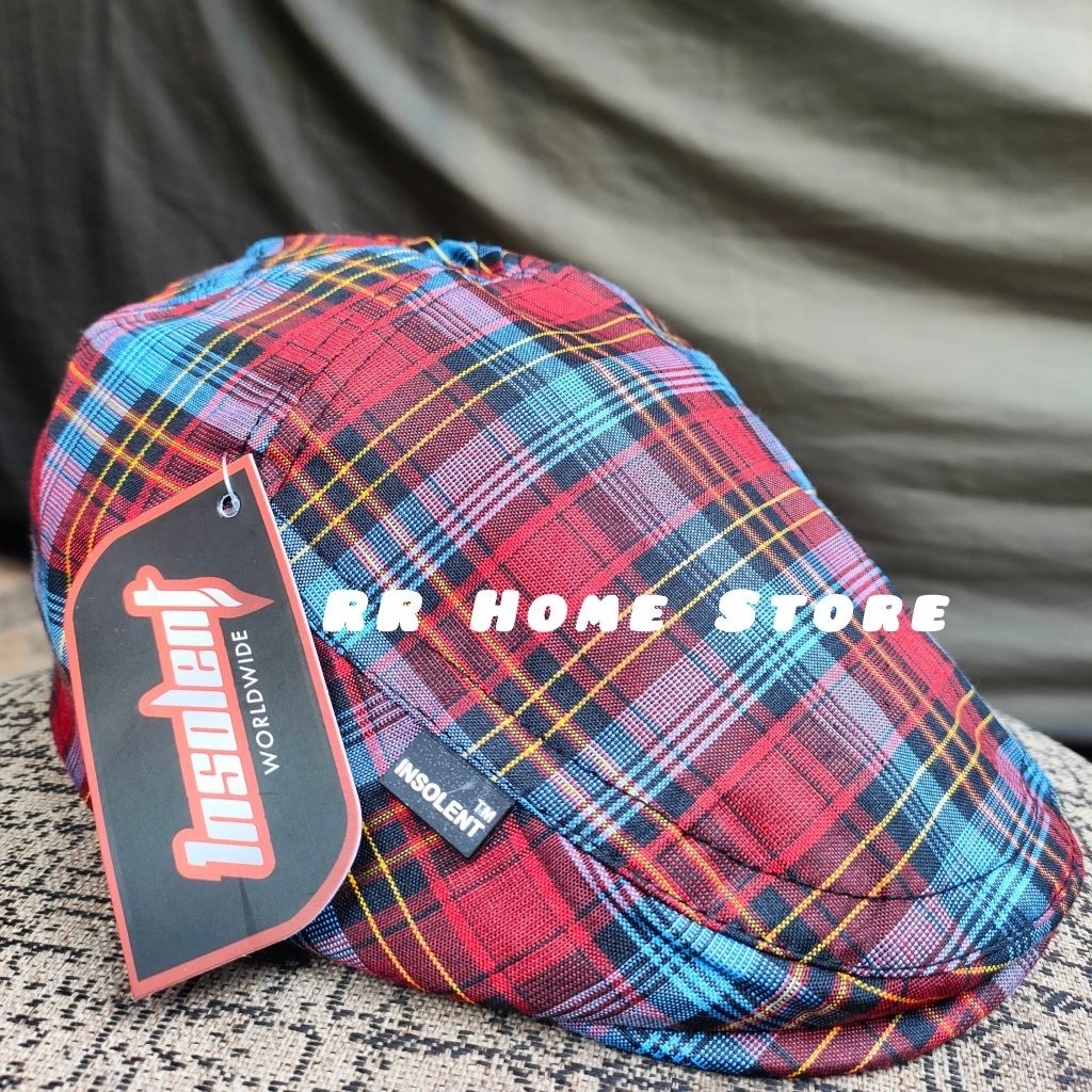 Topi Pet Patino Motif Kotak Kotak Topi Copet Topi Pelukis Topi Flat Cap Pria