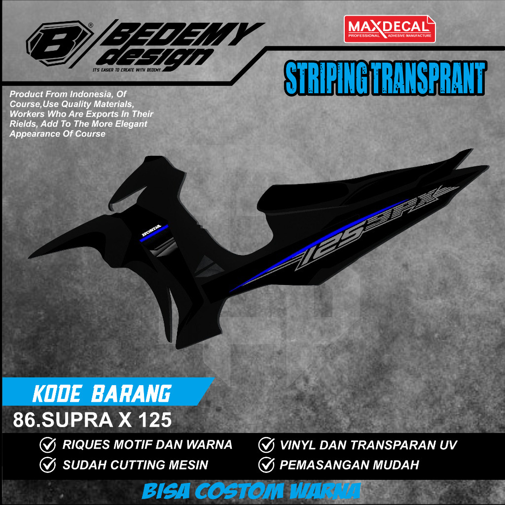STRIPING HONDA SUPRA X 125 2008-2018 VARIASI-STRIPING  HONDA SUPRA X 125 2008-2018 TRANSPARAN UV 002