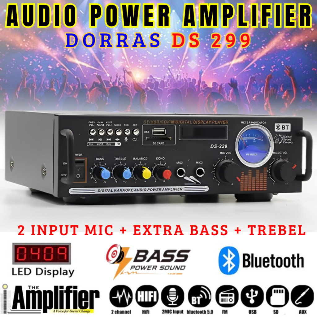 BONUS MIC Amplifier Bluetooth Dorras Ds 299 | Terbaru Power Amplifier Bluetooth Wireless Dorras Ds-2