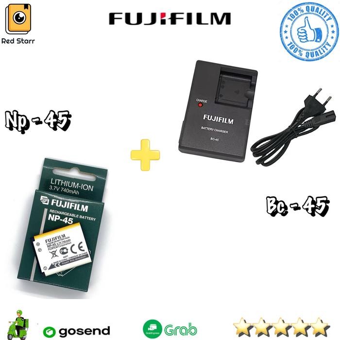 Paket Combo Hemat Baterai Fujifilm NP-45 + Charger Fujifilm BC-45 Camera Kamera Photonesia