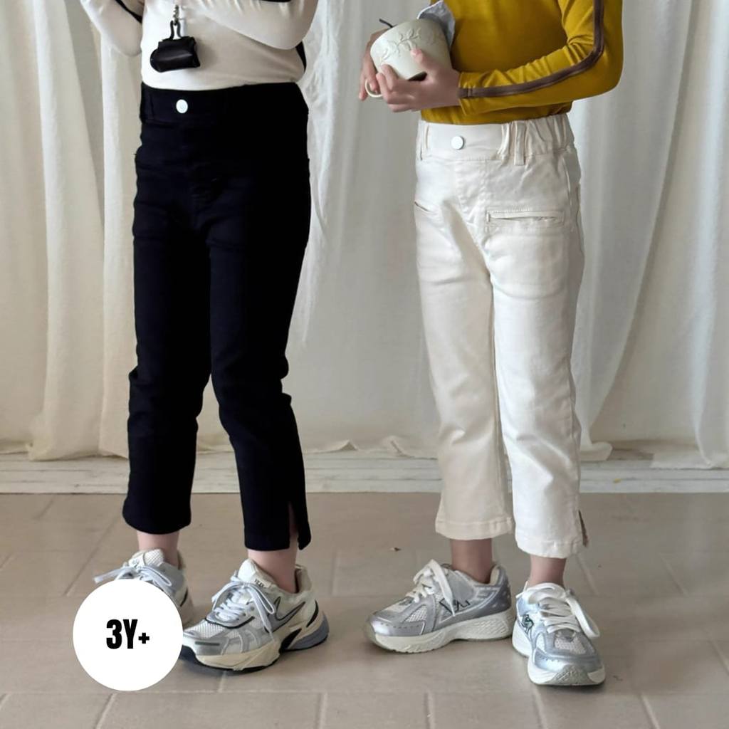 ( PAN604 / PAN605 ) Celana panjang kain pants perempuan - denim cotton katun - polos - black hitam i