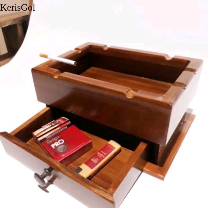 asbak kayu laci-asbak kayu laci minimalis-asbak kayu keren murah GL7