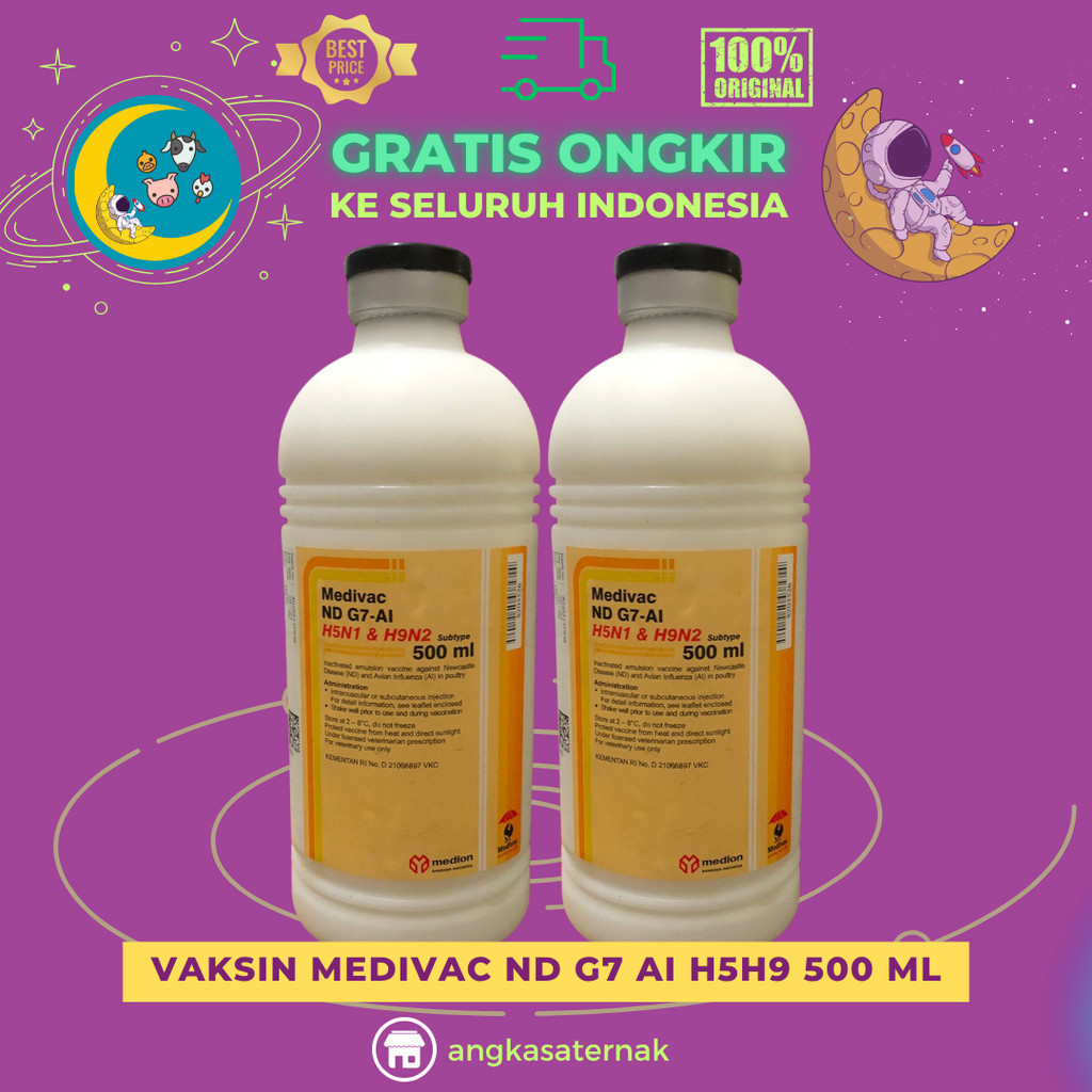 VAKSIN MEDIVAC ND G7 AI H5H9 500 ML 1000 EKOR - Vaksin Mencegah ND dan AI pada unggas