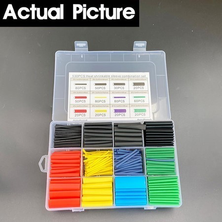 530pcs Set Kabel Bakar Heat Shrink Bahan Polyolefin Warna Warni /Heat Shrink Tube Selang Bakar Kabel