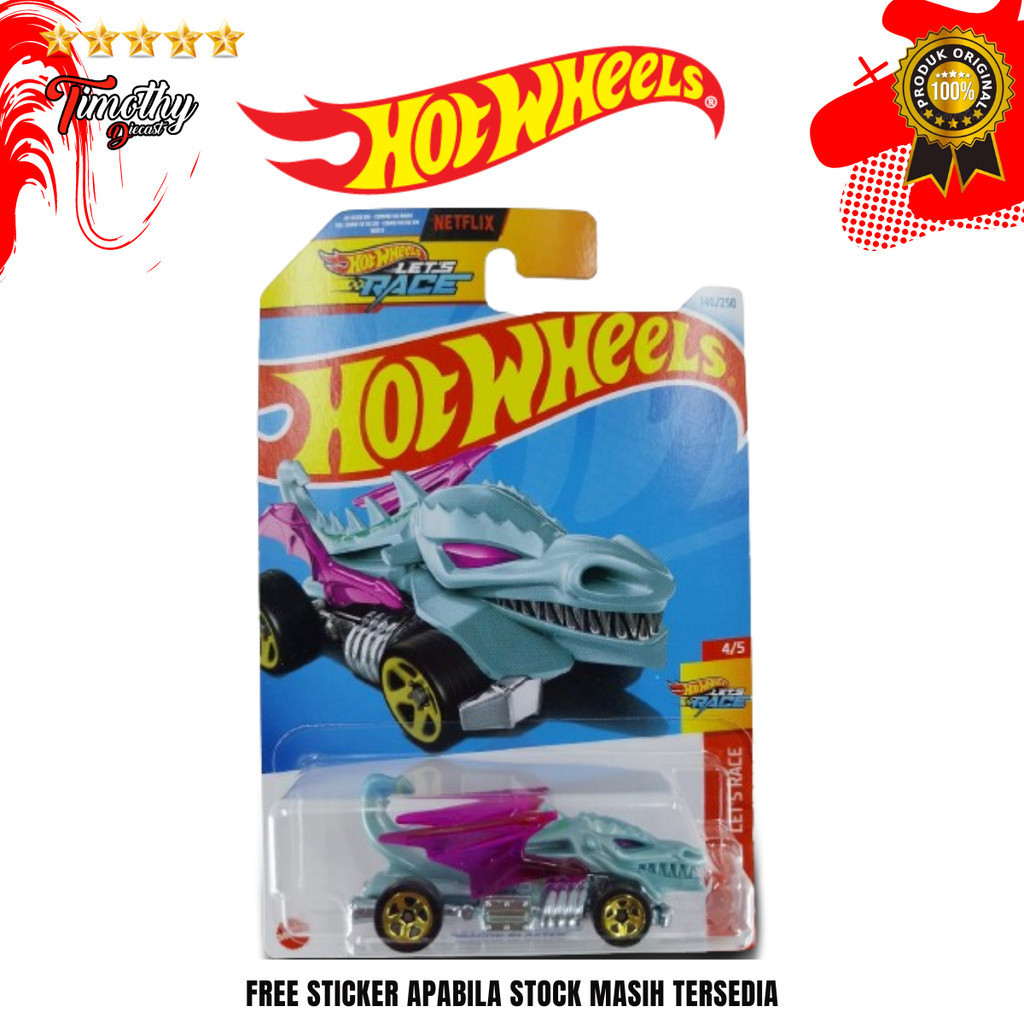 Hot Wheels Dragon Blaster Dino Balap Hijau Ungu Lets Race Netflix