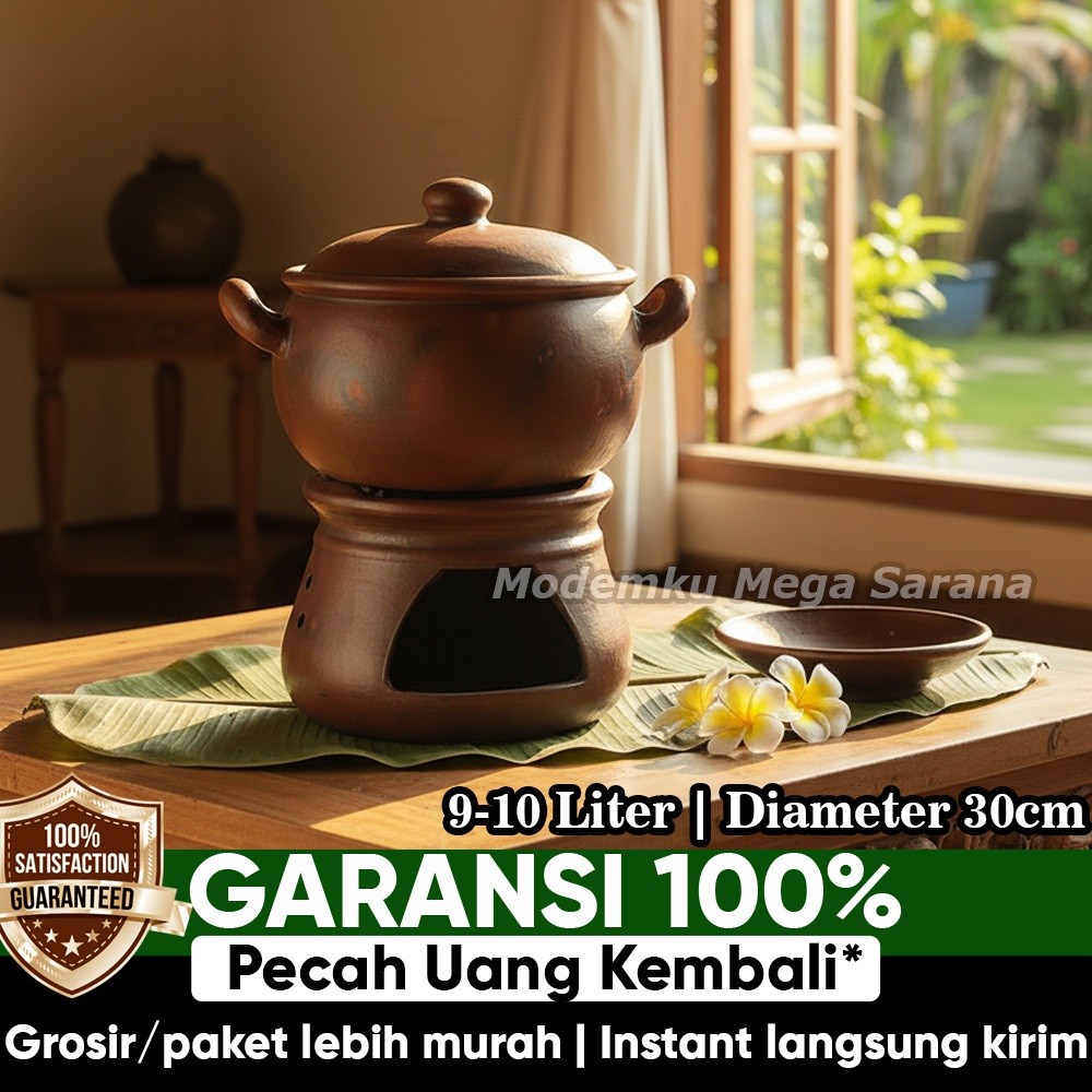Pawon Gerabah | Paket Set Tungku Besar + Kendil Kuali Tanah Liat Gerabah – Alat Masak Tradisional Pr
