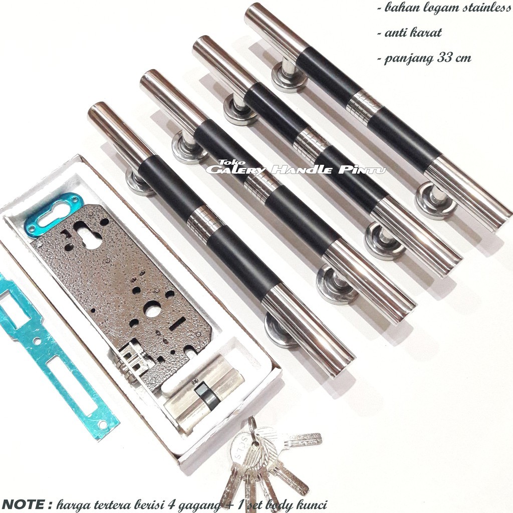 Satu set kunci handle pintu rumah panjang 33 cm / Pegangan pintu 2 / gagang pintu rumah murah