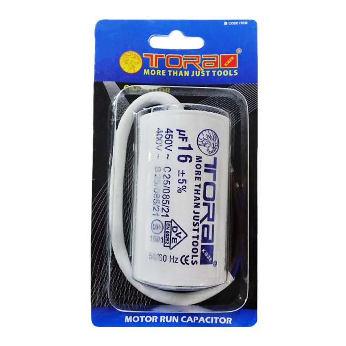 TORA Kapasitor CBB60 Bulat Putih 16 uF - Capasitor CBB60 Run 450V AC