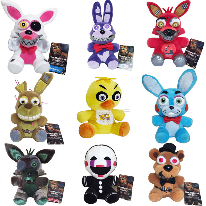 New 1pcs FNAF Plush Toys 18cm Freddy Bear Foxy ica Bonnie Plush Stuffed Toys Doll for Kids Gifts