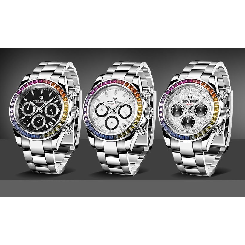 2025 PAGANI DESIGN New Rainbow Bezel Multifunctional Men Quartz Wates Top Brand Sapphire Glass ronom