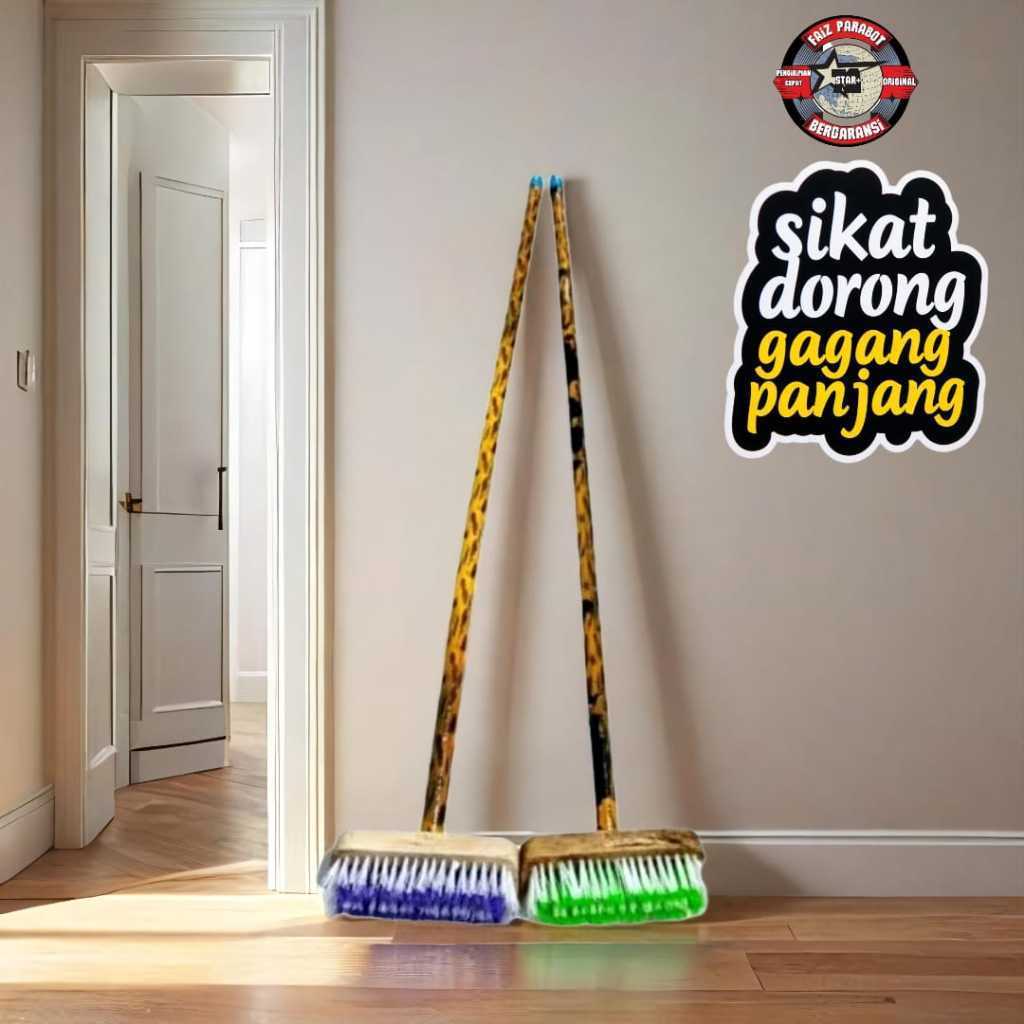 Sikat Dorong Kayu Gagang Panjang/ Sikat Lantai WC Dengan Gagang Panjang