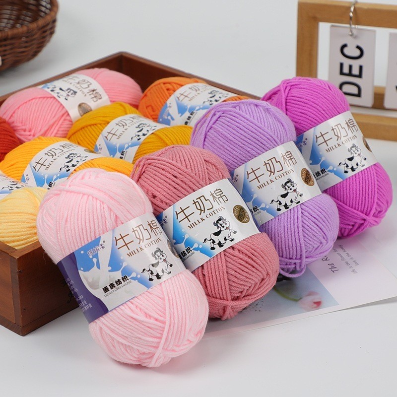 YARNLAB BY SR - PAKET GROSIR 20 - 50 PCS BENANG RAJUT HALUS MILK COTTON 5PLY 50GR