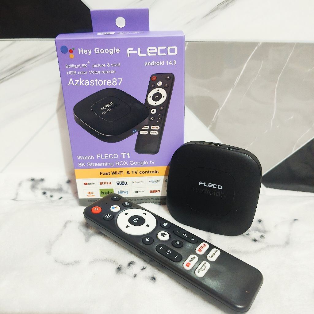 Android TV Box Fleco T1 8K Streaming Box Google TV Android 14.0 8K 2GB+16GB