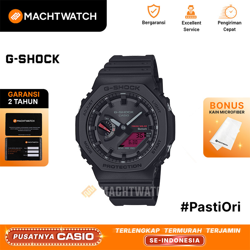 Jam Tangan Pria Casio G-Shock GA-B2100BBR-1ADR Black and Bold Red Series Digital Analog Dial Black R