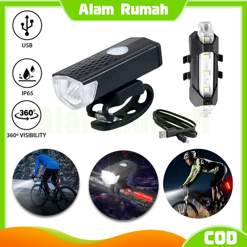 lampu depan sepeda usb/lampu depan belakang anti air/rechargeable lampu sepeda depan belakang/