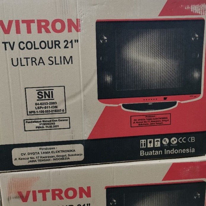 ll TV TABUNG VITRON COLOUR WARNA 21 IN INCH " ULTRA SLIM VT 2102FS GARANSI MURAH ORIGINAL SNI GARANS