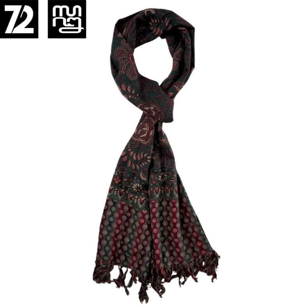 72 Batik - Syal Batik Scarf Motif Kembang Warna Hijau 725403