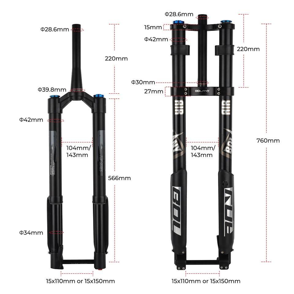 Double Shoulder Inverted Bike Fork MTB Fork for Downhill 29inch Boost Fork Thru Axle Travel 140mm Ad