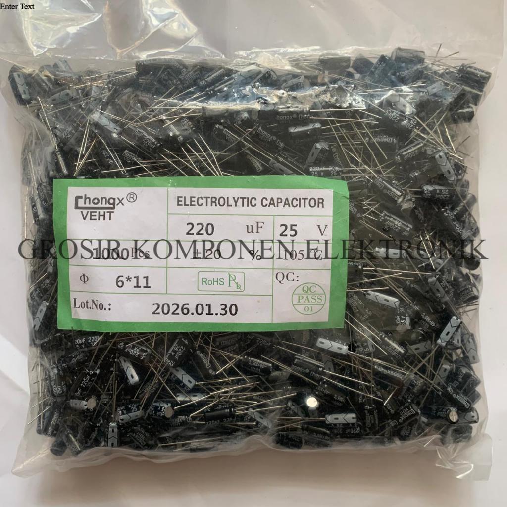 Elko Elco 220uf 25v Kapasitor 220uf 25 Volt 1000 Pcs Murah Berkualitas