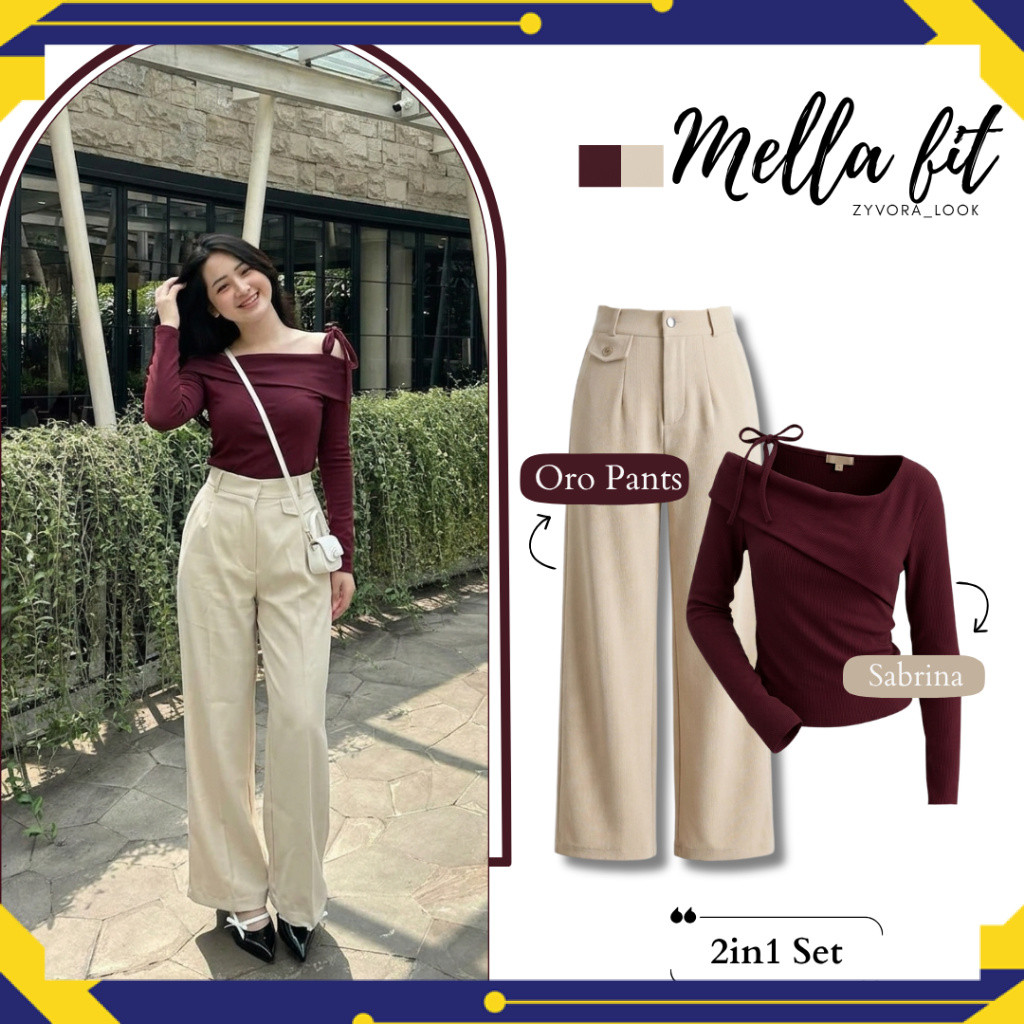 2in1 Mella Fitt -Setelan- [ Sabrina Tali , Oro pants ] Hangout simple Outfit | Outfit keren kekinian
