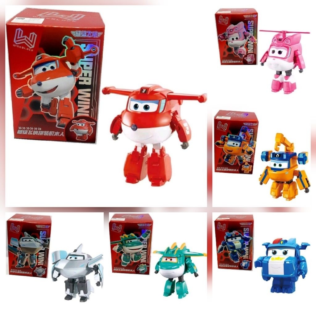 TOFA.ID AULDEY WISEBLOCK SUPER WINGS ROBOT PESAWAT ANAK MAINAN SUPER WINGS MAINAN KENDARAAN ANAK ORI