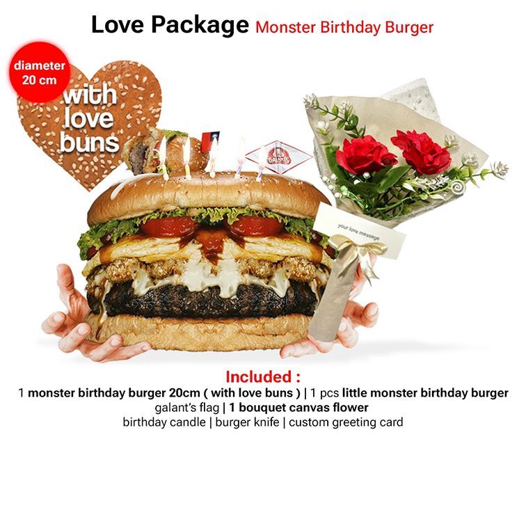 Love Monster Birthday Burger 20cm (Birthday Cake Aesthetic)