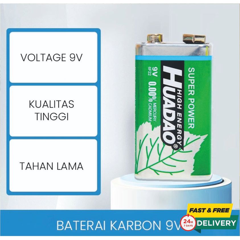 9V Battery 9 Volt Baterai Kotak Square Batu Batre 6LR61 Battery Multitester Mainan Alarm Detektor