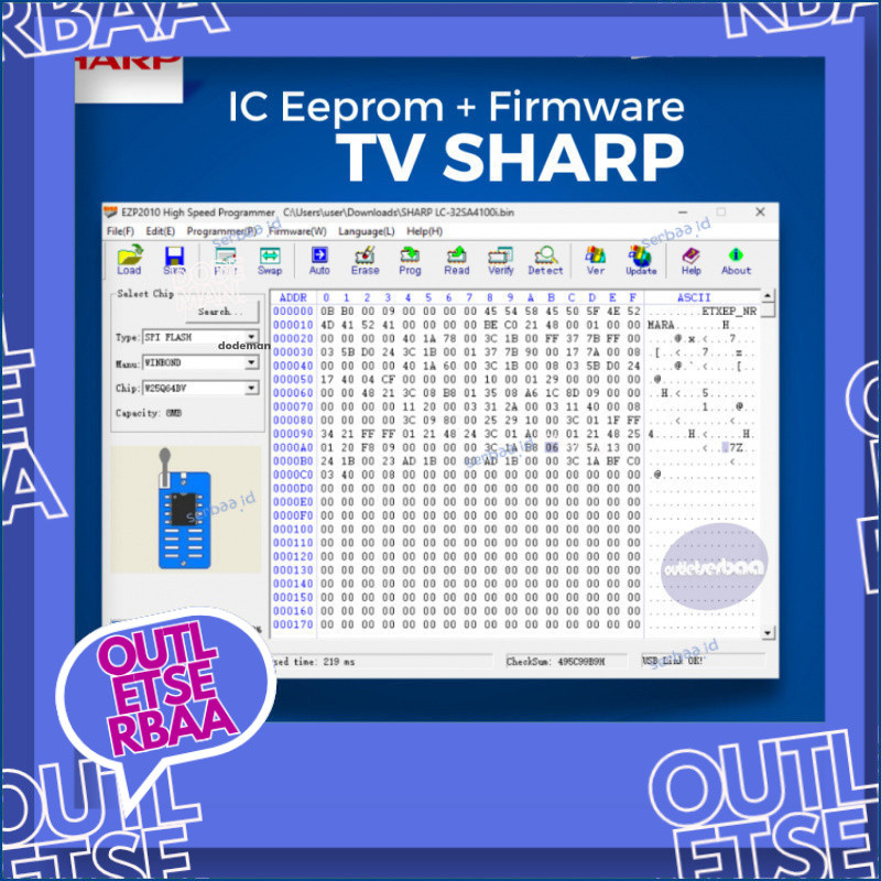 IC Eeprom Plus Firmware TV SHARP Siap Pakai