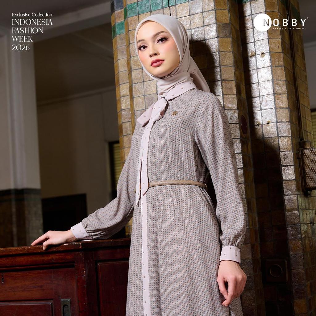 BestPromo Nobby Aksara Dress Gamis Muslim Wanita Bahan Woolpeach Ultimate