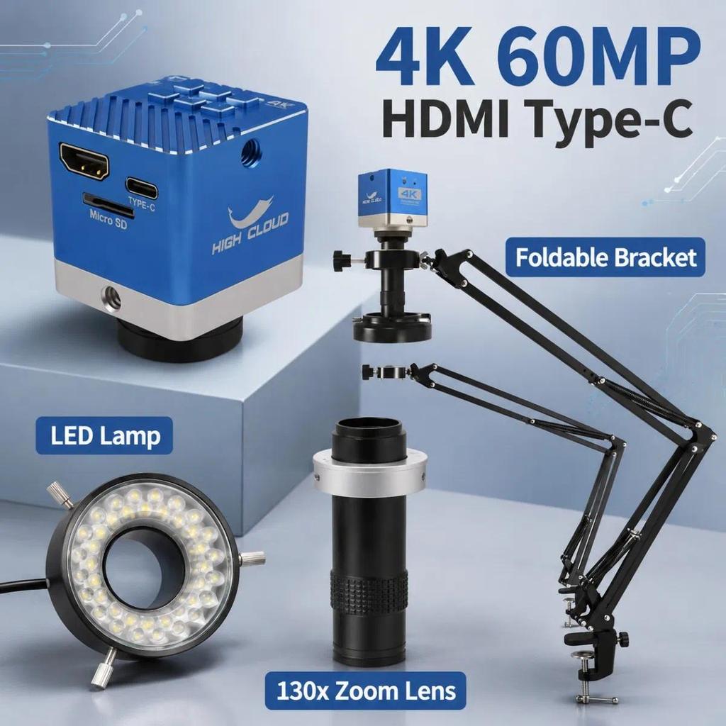 Mikroskop Digital 1080P 4K, Mikroskop Industri Full HD, Kamera Digital C-Mount, Papan Sirkuit Cetak 