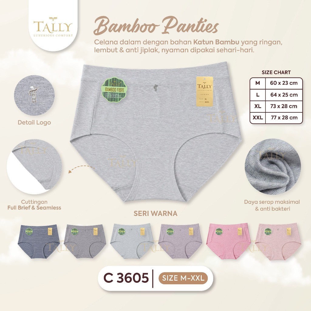 (3PCS) TALLY C3605 CD Celana Dalam Wanita TALLY Katun Bamboo CD TALLY WANITA