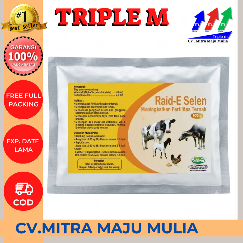 RAID E SELEN 100 GRAM - Raid All Meningkatkan Fertilitas Kesuburan Hewan Ternak GPS