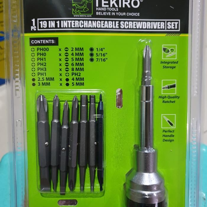 OBENG SET TEKIRO INTERCHANGEABLE SCREWDRIVER SET 19 IN 1 OBENG SET