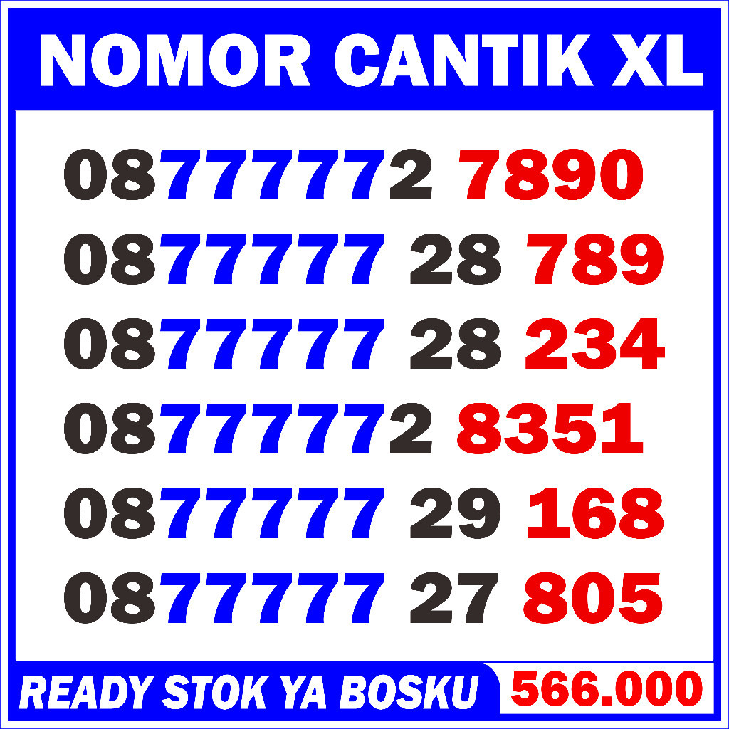 Nomor Cantik XL 789 7890 XL 234 Kartu Perdana Nomer Cantik XL 4g 5g 805 168 XL 168 8351