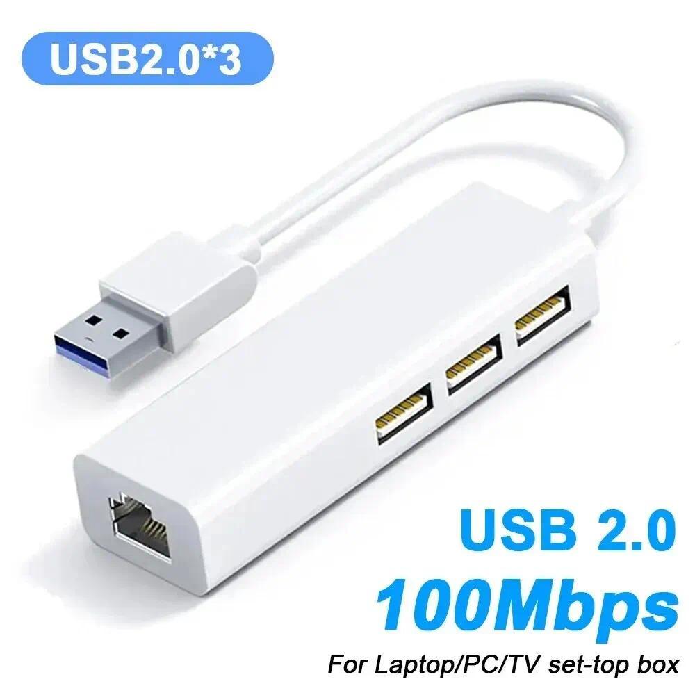 100Mbps USB C Network Card USB To RJ45 Ethernet Lan Adapter 3 USB 20 Type C Hub for MacBook  Samsung