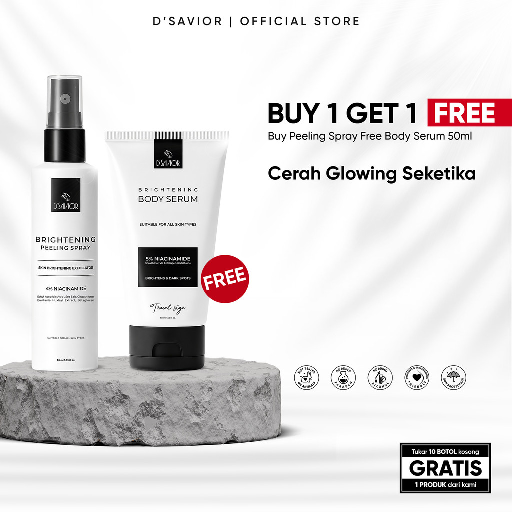 BUY 1 GET 2 | D'SAVIOR Peeling Spray Glutha Collagen 50ml GET Body Serum Travel Size 50ML 1PCS