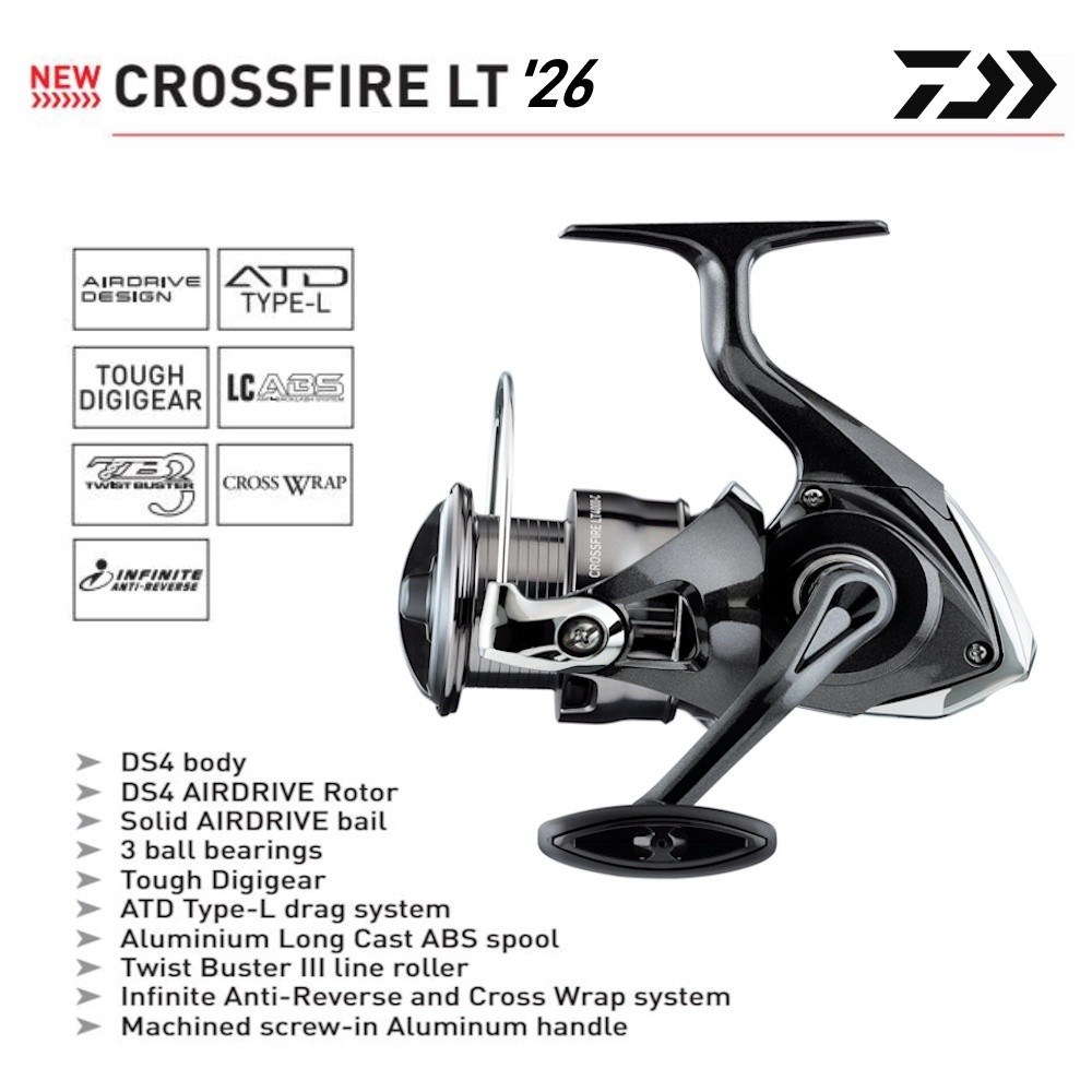 Daiwa 2026 Crossfire LT 1000 2000 2500 3000 4000 5000 Spinning Reel Pancing