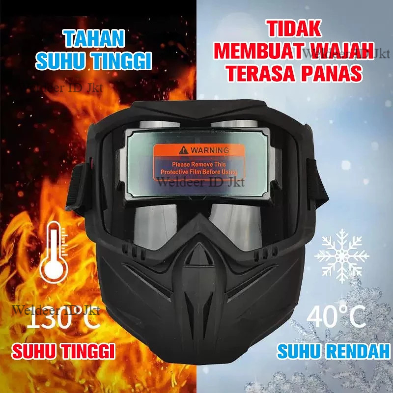 Topeng Las Otomatis True Color Auto Dimming Helm Las Listrik Full Wajah
