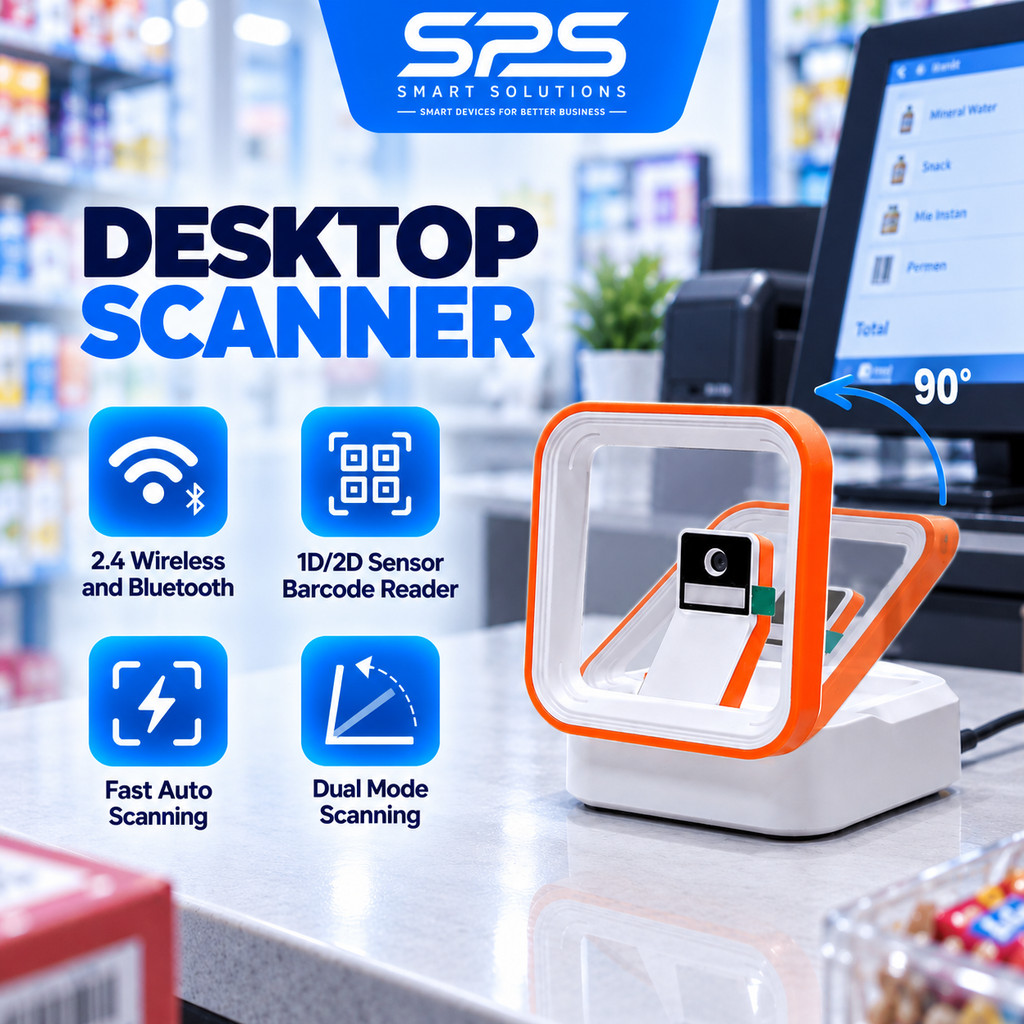 Barcode Scanner Kasir Desktop 2D Bluetooth Wireless Auto Scan Layar HP QRIS PC Android Windows