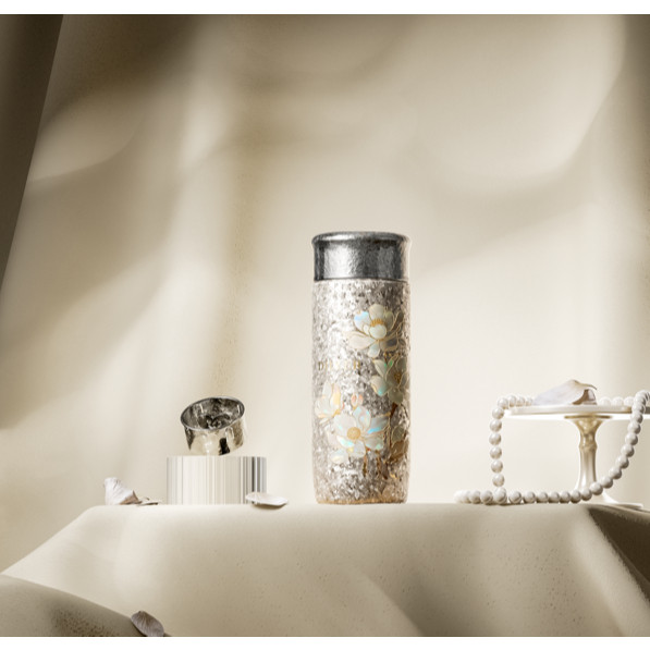 TUMBLER TITANIUM PREMIUM MOTIF BUNGA 220ML TERMOS MUG EDISI IMLEK BOTOL MINUM