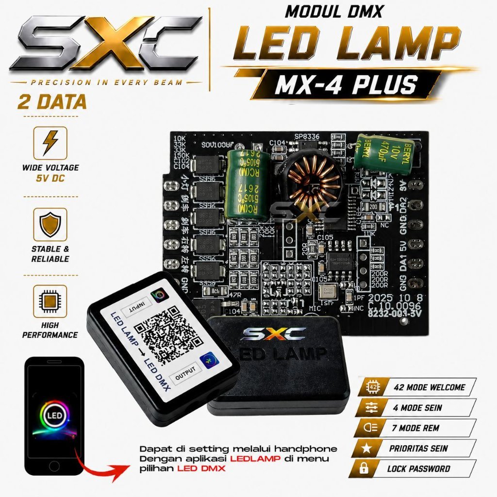 SXC Modul DMX PCB MX4 Plus Modul DMX LED Kolong RGB Aplikasi LED Universal Motor Mobil