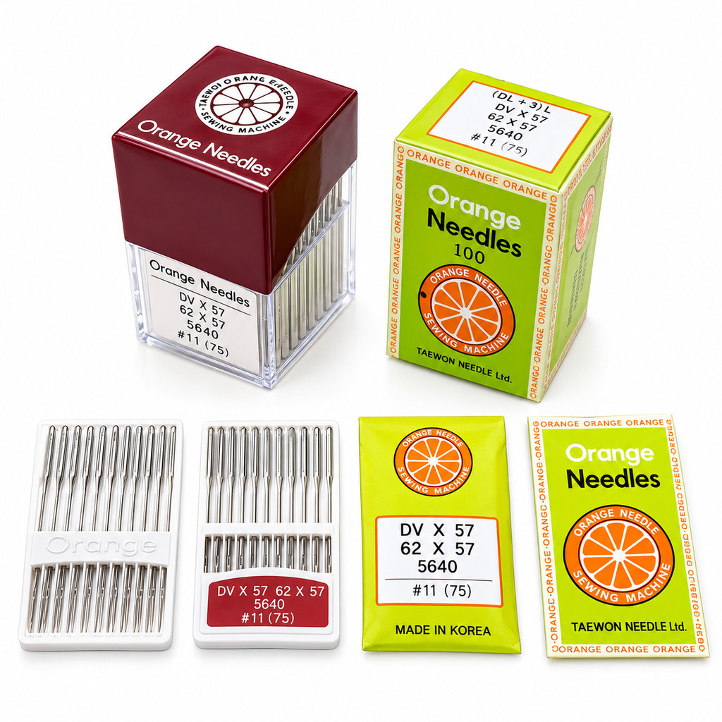 24 JAM Jarum Jahit DVx57 Orange Needles Korea Kansai Smocking Rantai Chainstitch Pin Tuck DV x 57