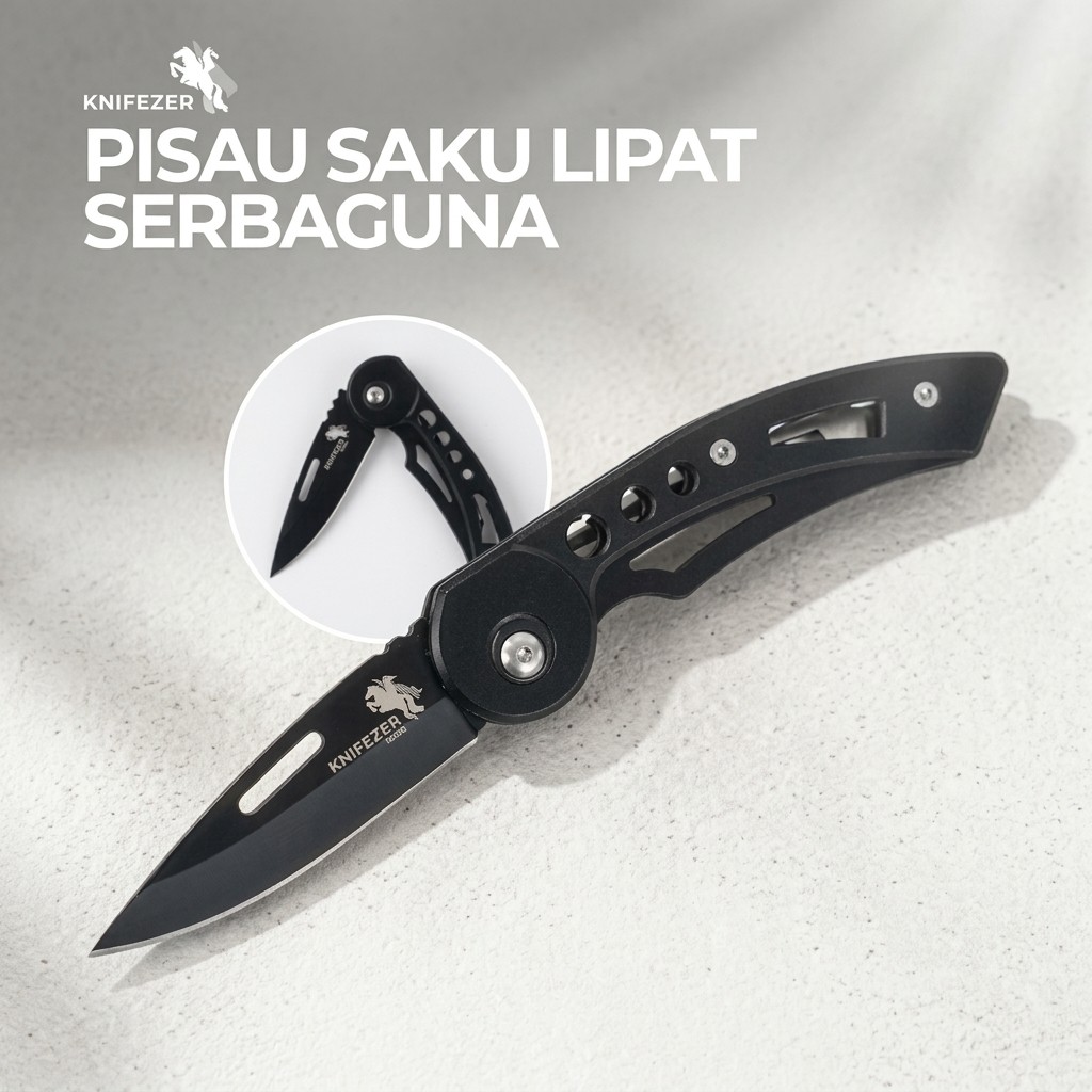 Pisau Kecil Lipat Saku Kupas Buah Sayur KNIFEZER Pisau Dapur Mini Lipat Portable Potong Daging Makan