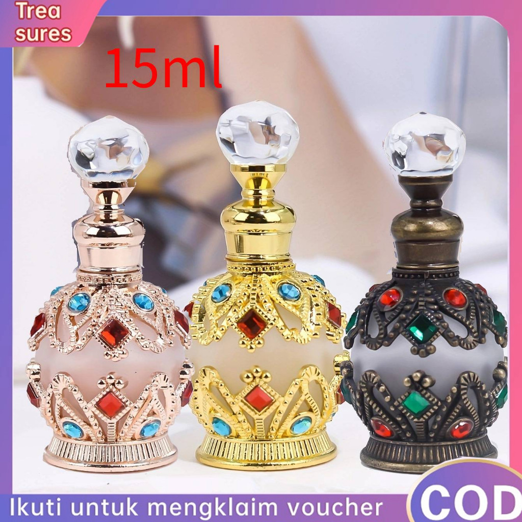(READY STOK) [Ready] 15ml Botol Parfum Arab Antik Botol Parfum Kosong Bahan Metal Gaya Arab Refillab