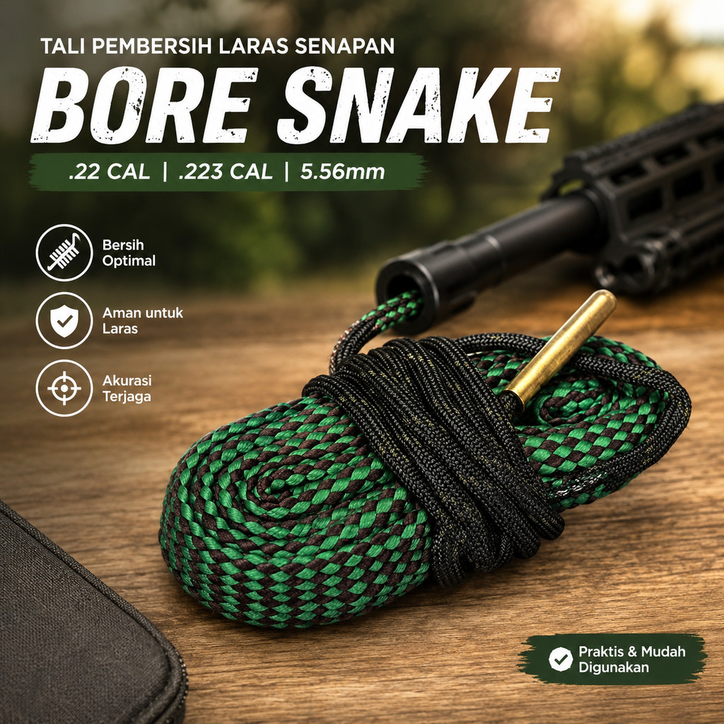 CForce Tali Pembersih Laras Senapan Bore Snake.22 Cal.223 Cal 5.56mm - G02