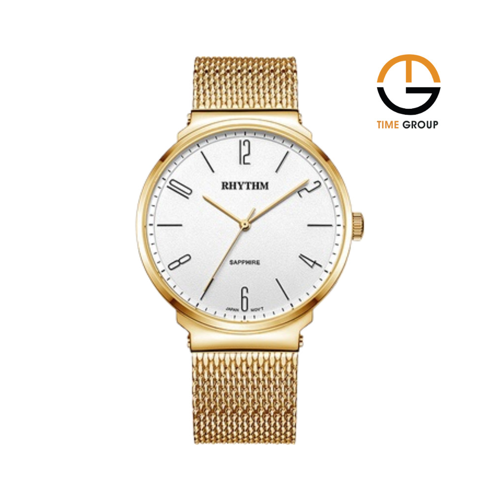 JAM TANGAN WANITA RHYTHM FI1601 S03 FI1601S03 ANALOG GOLD STAINLESS STRAP