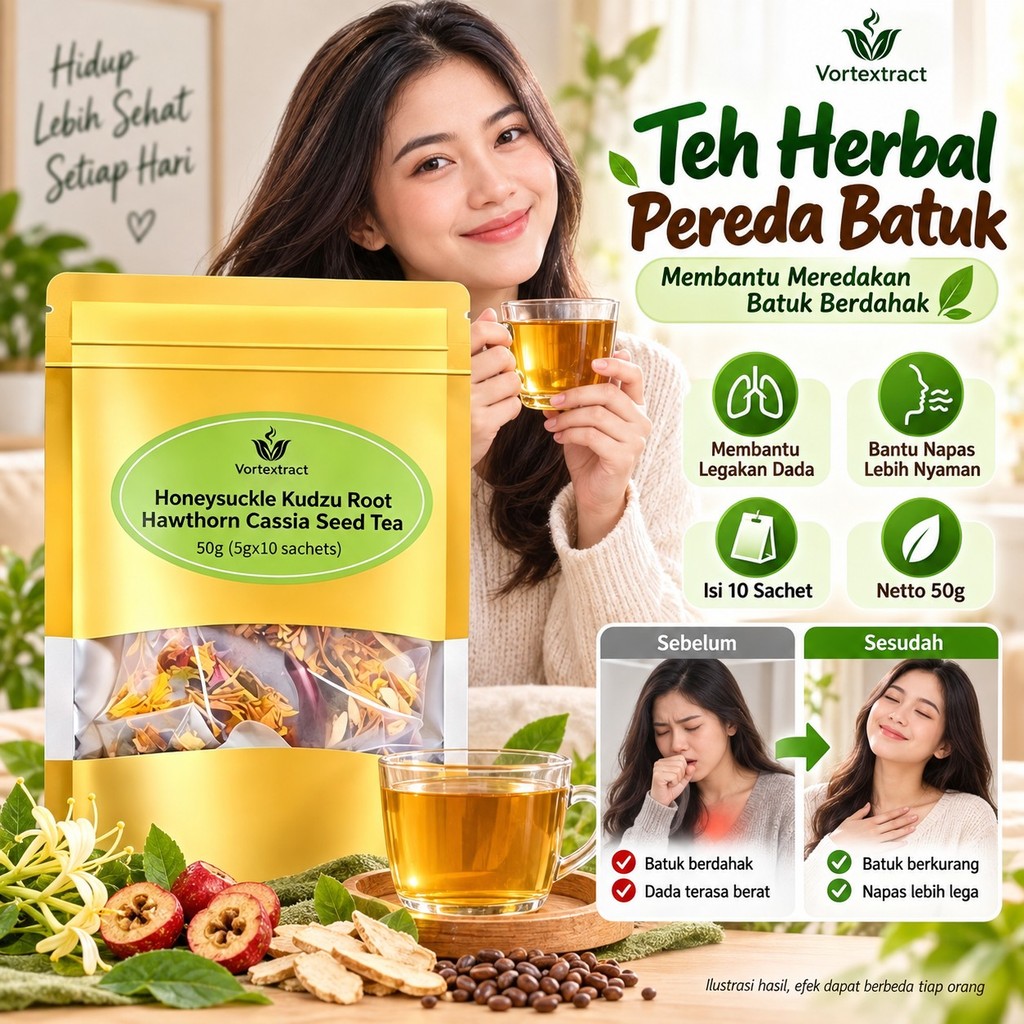 Teh Herbal Pernapasan VORTEXTRACT  – Bantu Legakan Batuk Berdahak, Kurangi Dahak, Dada Berat & Napas